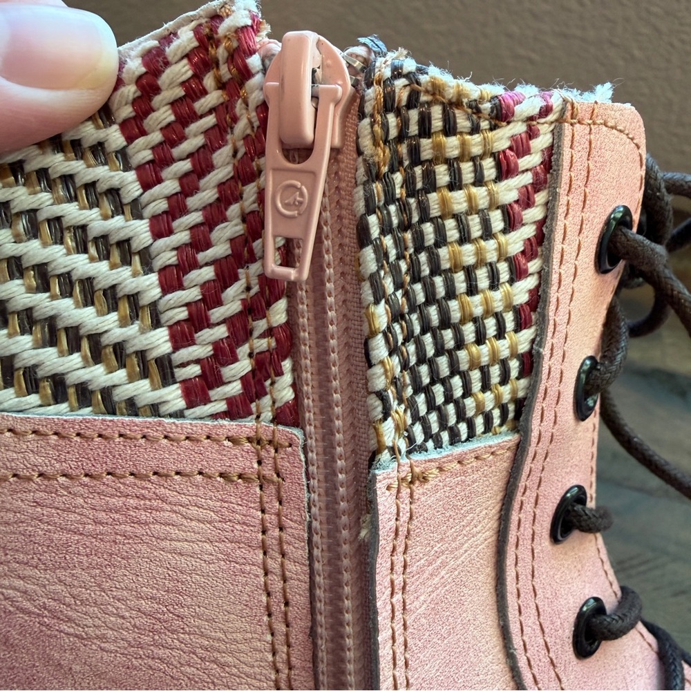 TMA Eyes Leather Hand Stitched Woven Lace-up Martin Boot Womens 8 Steampunk Art - Picture 6 of 8